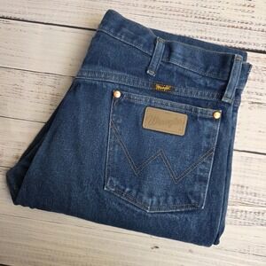 Wrangler 13MWZ Jeans Mens 38x37 Blue Denim Straight Leg Made in Mexico Western